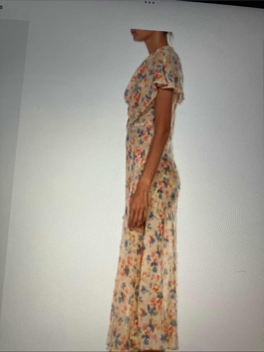 Floral Maxi Dress - Beige Multi color open Front call out last picture